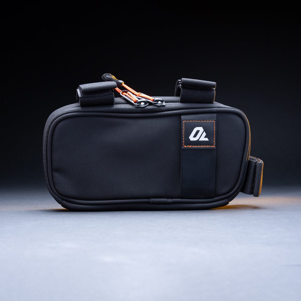 Outbound bike light storage bag, closed, front view