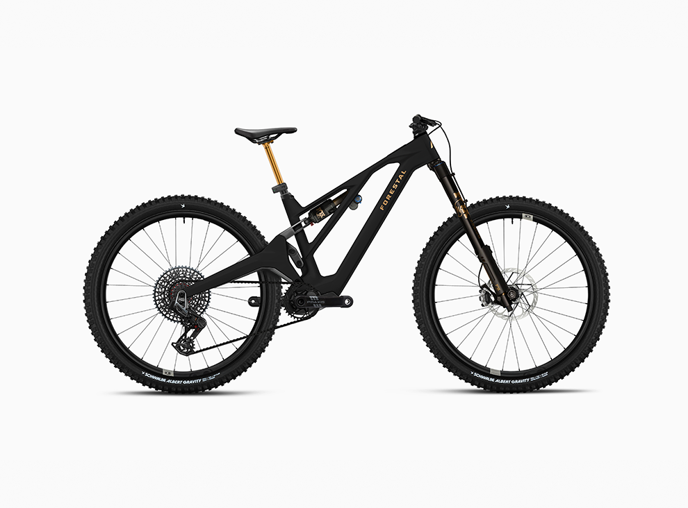 Black mountain bike on a white background